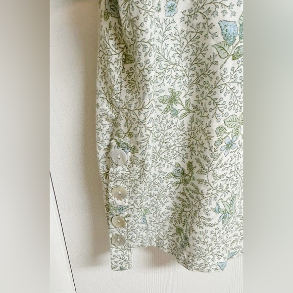 Laura Ashley Green Floral Linen Blouse Shirt Size 2X NWT - Picture 3 of 6